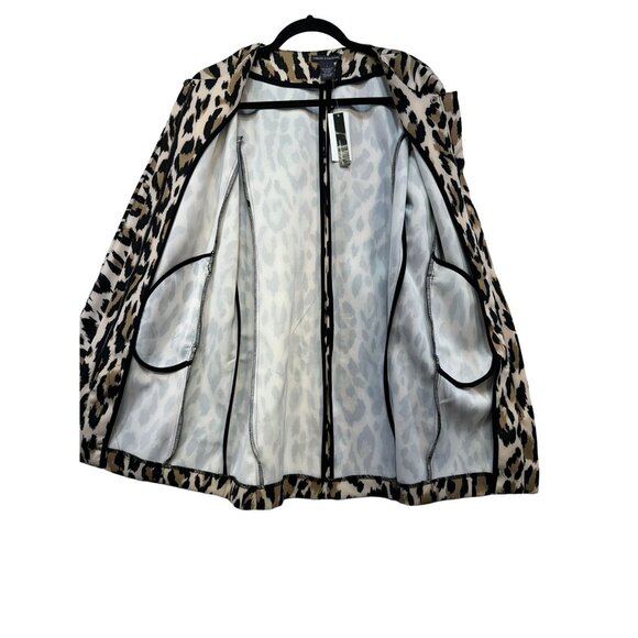 Chelsea & Theodore Womens Leopard Print Scuba Jacket S Brown Black - Picture 13 of 13